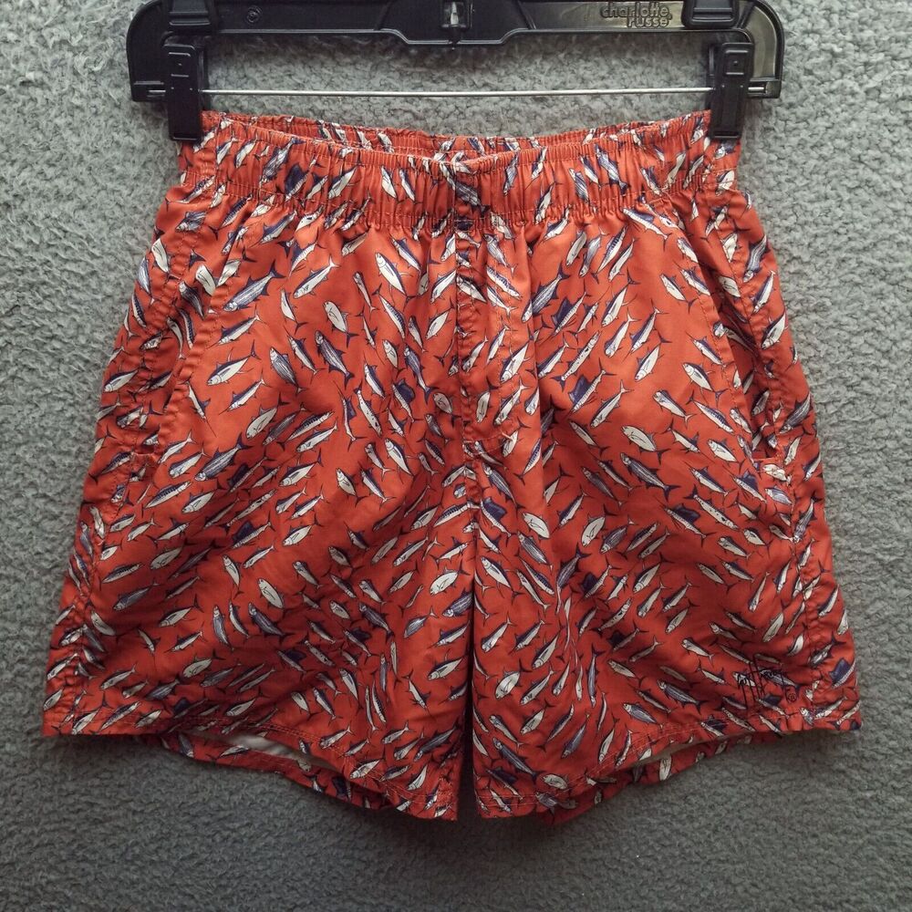Guy Harvy Men's S Fish Animal Print Orange Trunks Swimwear 25" 6.25" 11.25"
